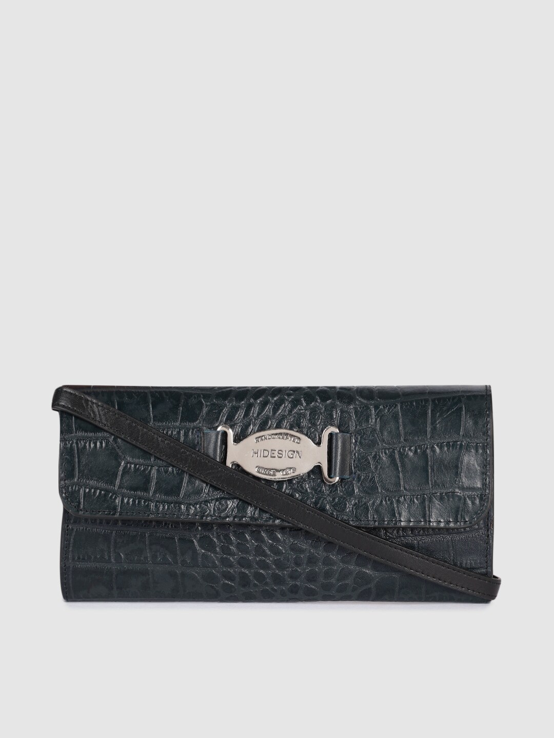 Hidesign Women Navy Blue Textured Leather Envelope Price in India