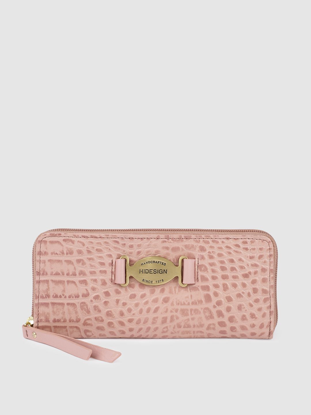 Hidesign Women Pink Animal Textured Leather Zip Around Wallet Price in India