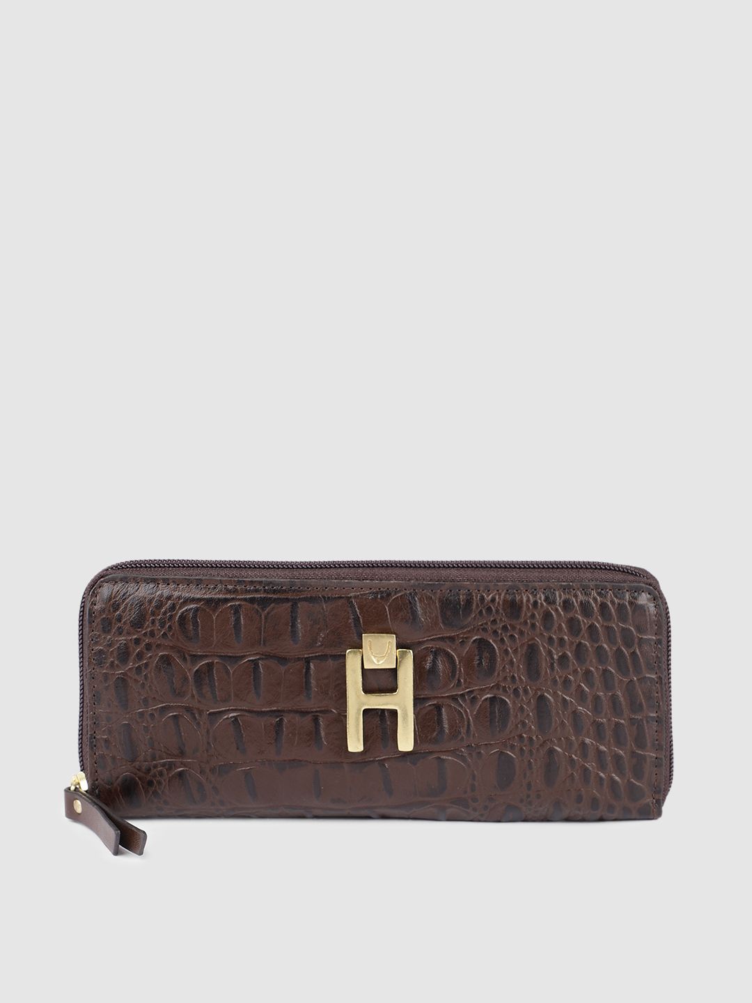 Hidesign Women Brown Textured Leather Zip Around Wallet Price in India