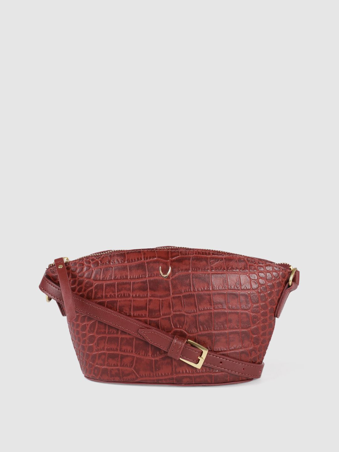 Hidesign Maroon Animal Textured Leather Bucket Sling Bag Price in India