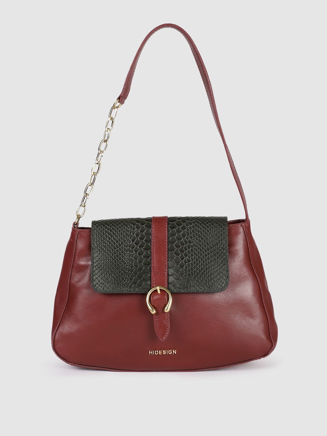 Hidesign Maroon Leather Structured Satchel Price in India