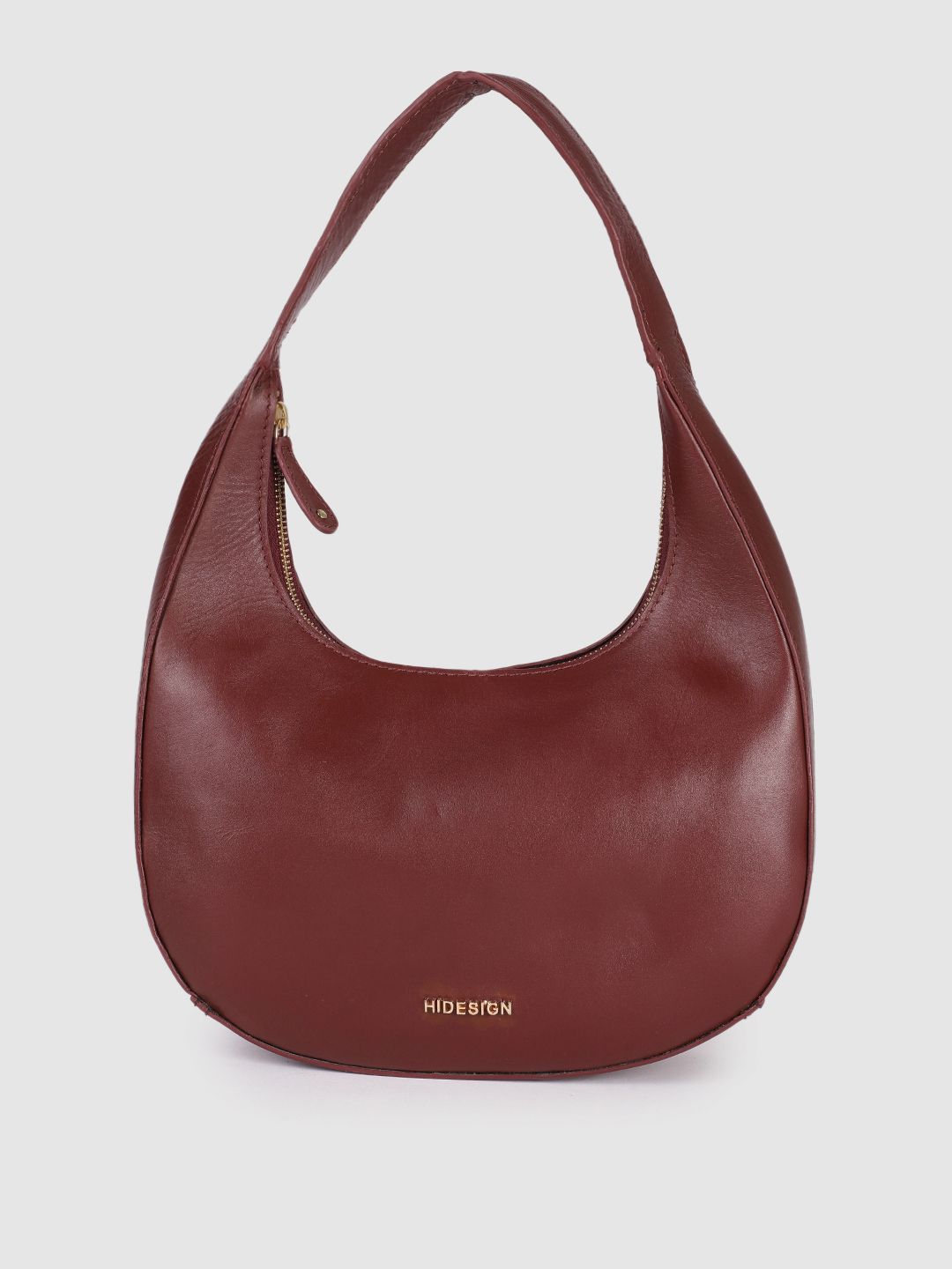 Hidesign Maroon Leather Structured Hobo Bag Price in India