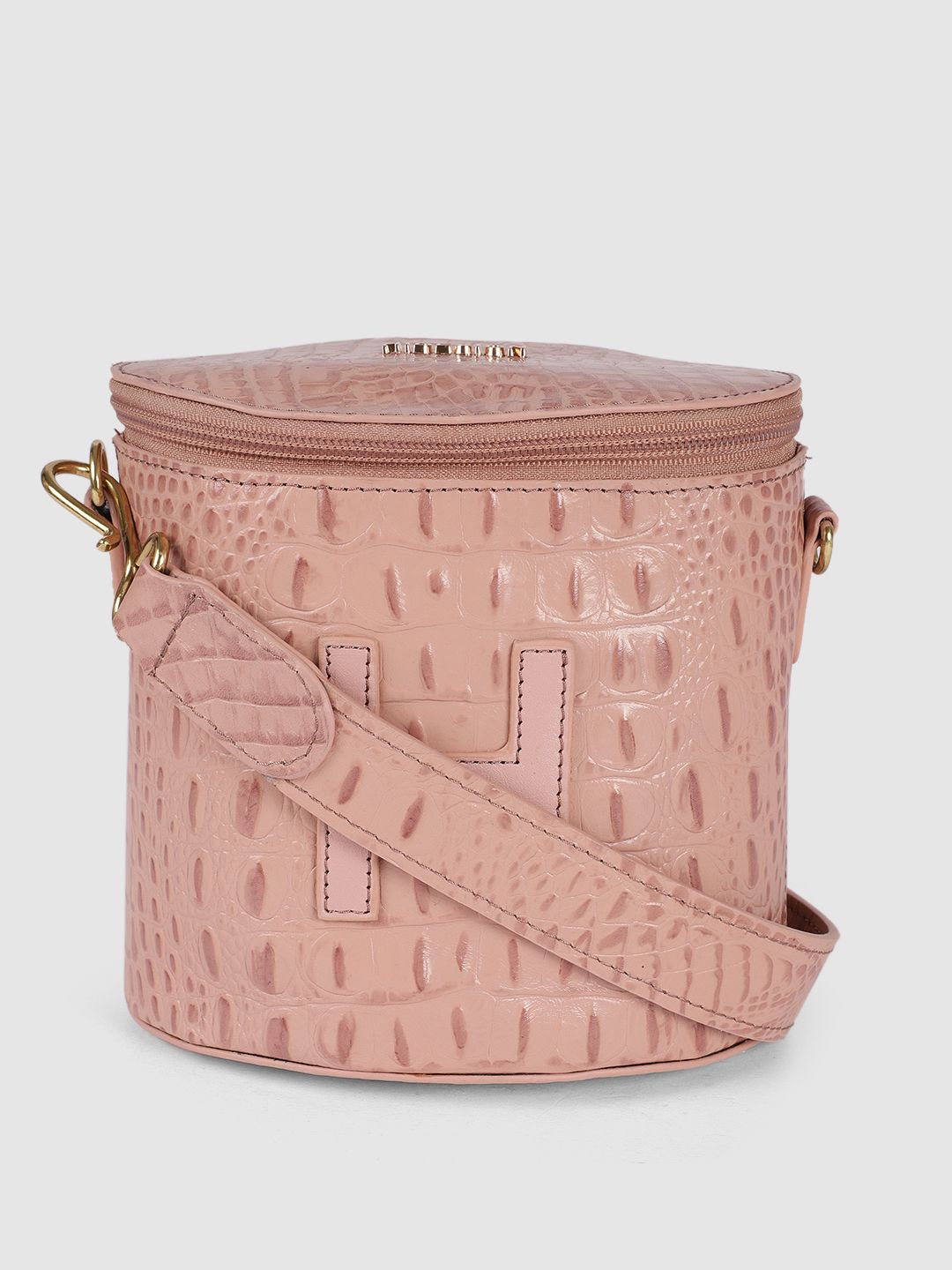 Hidesign Pink Textured Leather Sling Bag Price in India