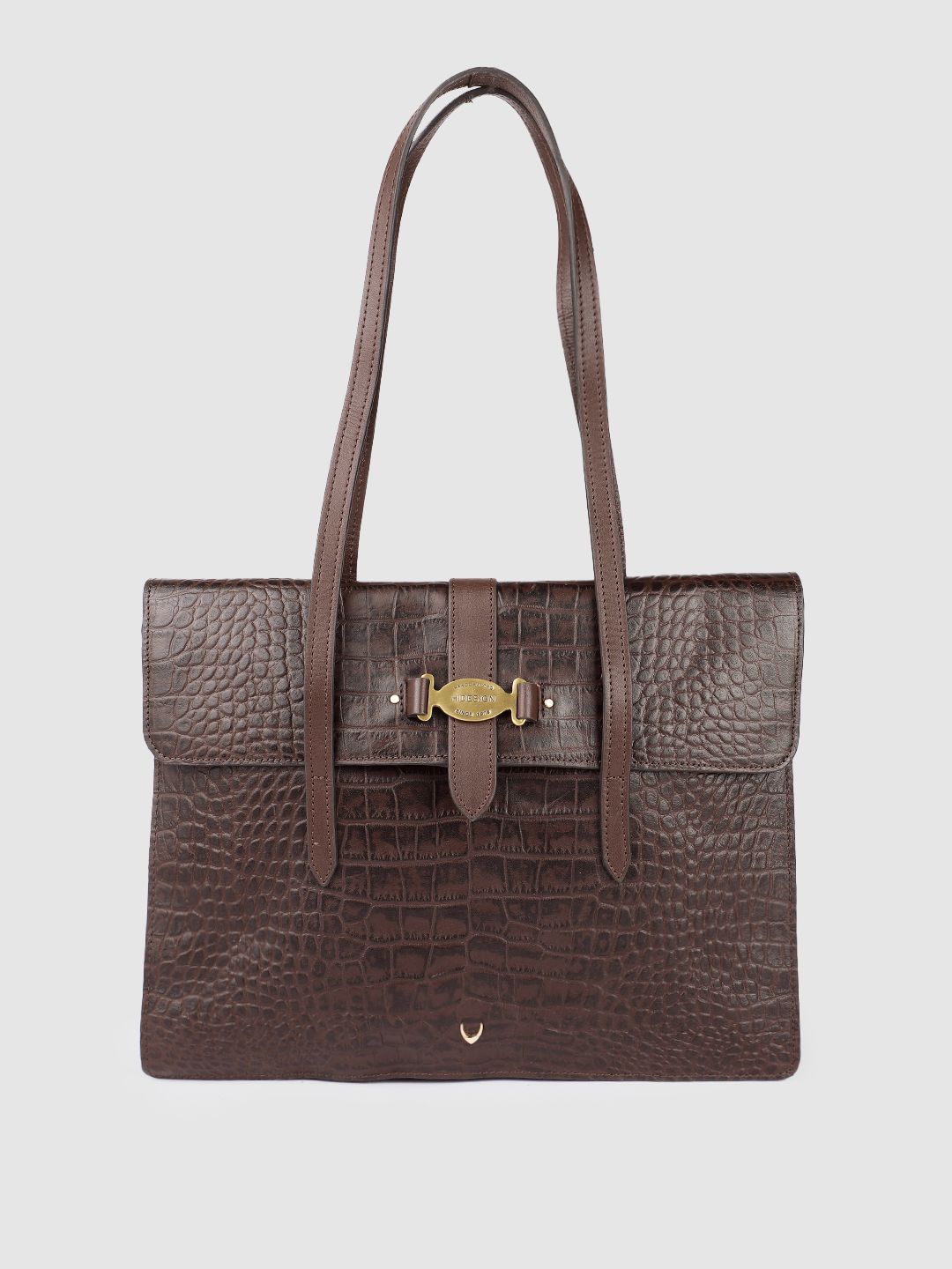 Hidesign Women Brown Textured Leather Shoulder Bag Price in India