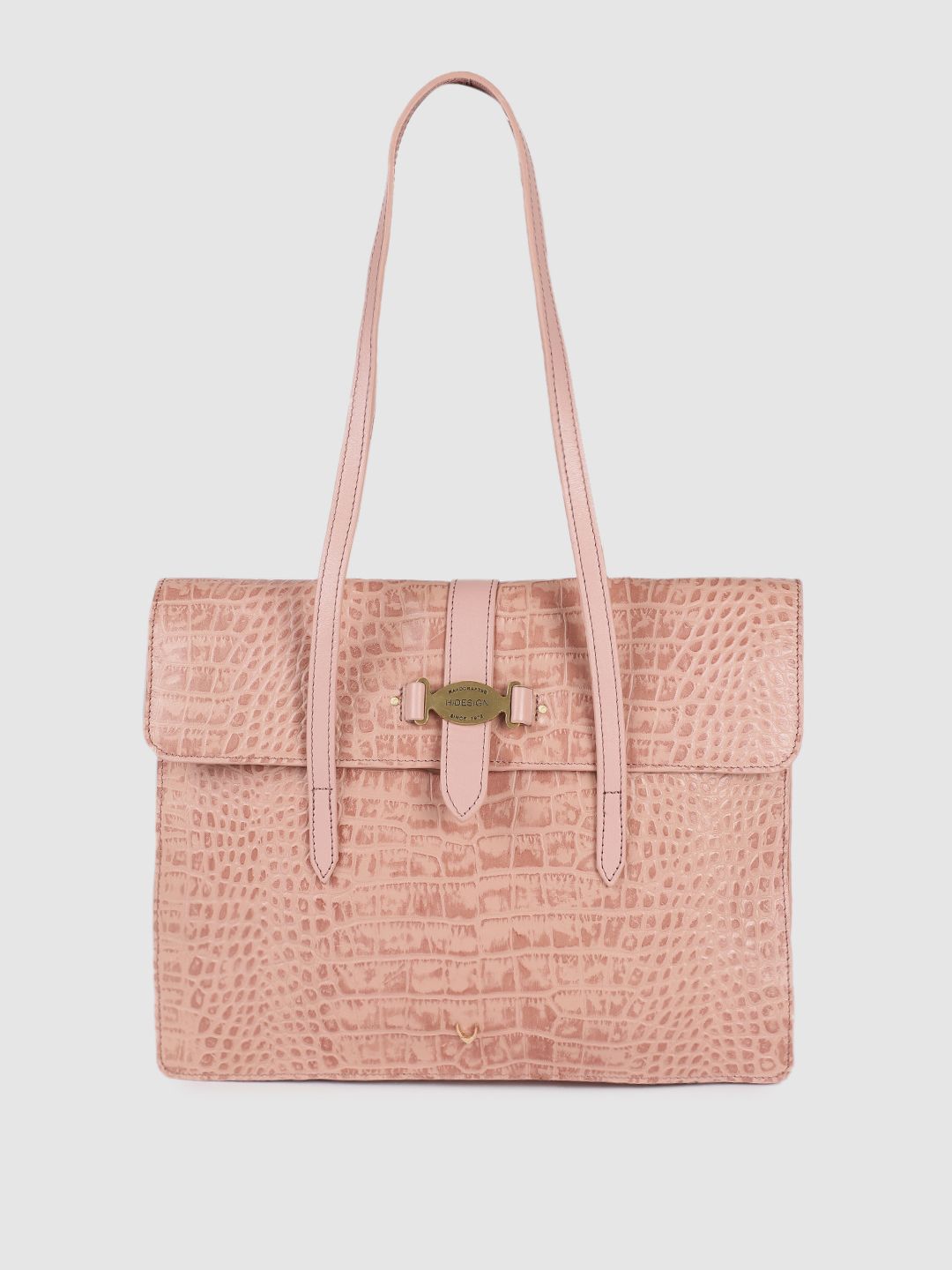Hidesign Women Pink Textured Leather Shoulder Bag Price in India