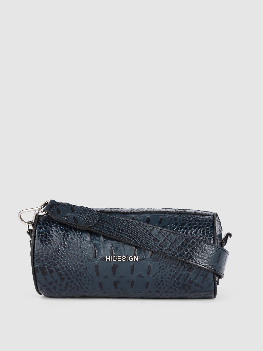 Hidesign Women Navy Blue Textured Leather Sling Bag Price in India