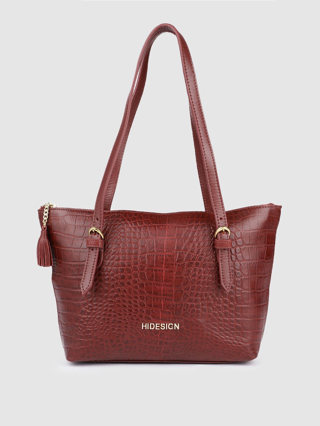 Hidesign Red Textured Leather Structured Shoulder Bag Price in India