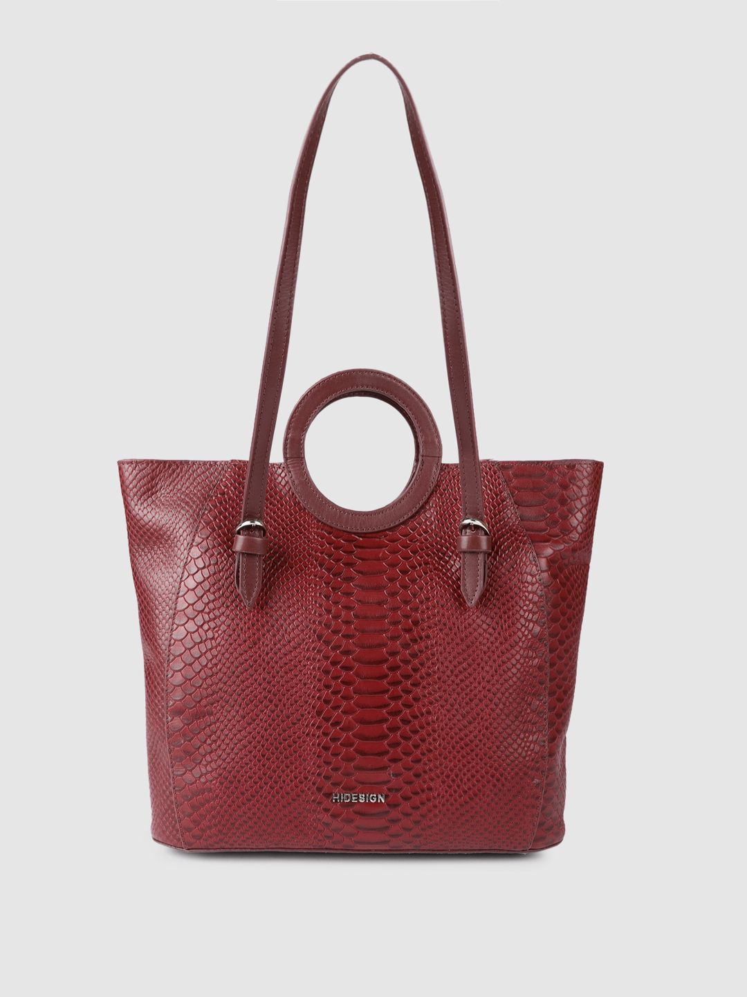 Hidesign Maroon Animal Textured Leather Structured Shoulder Bag Price in India