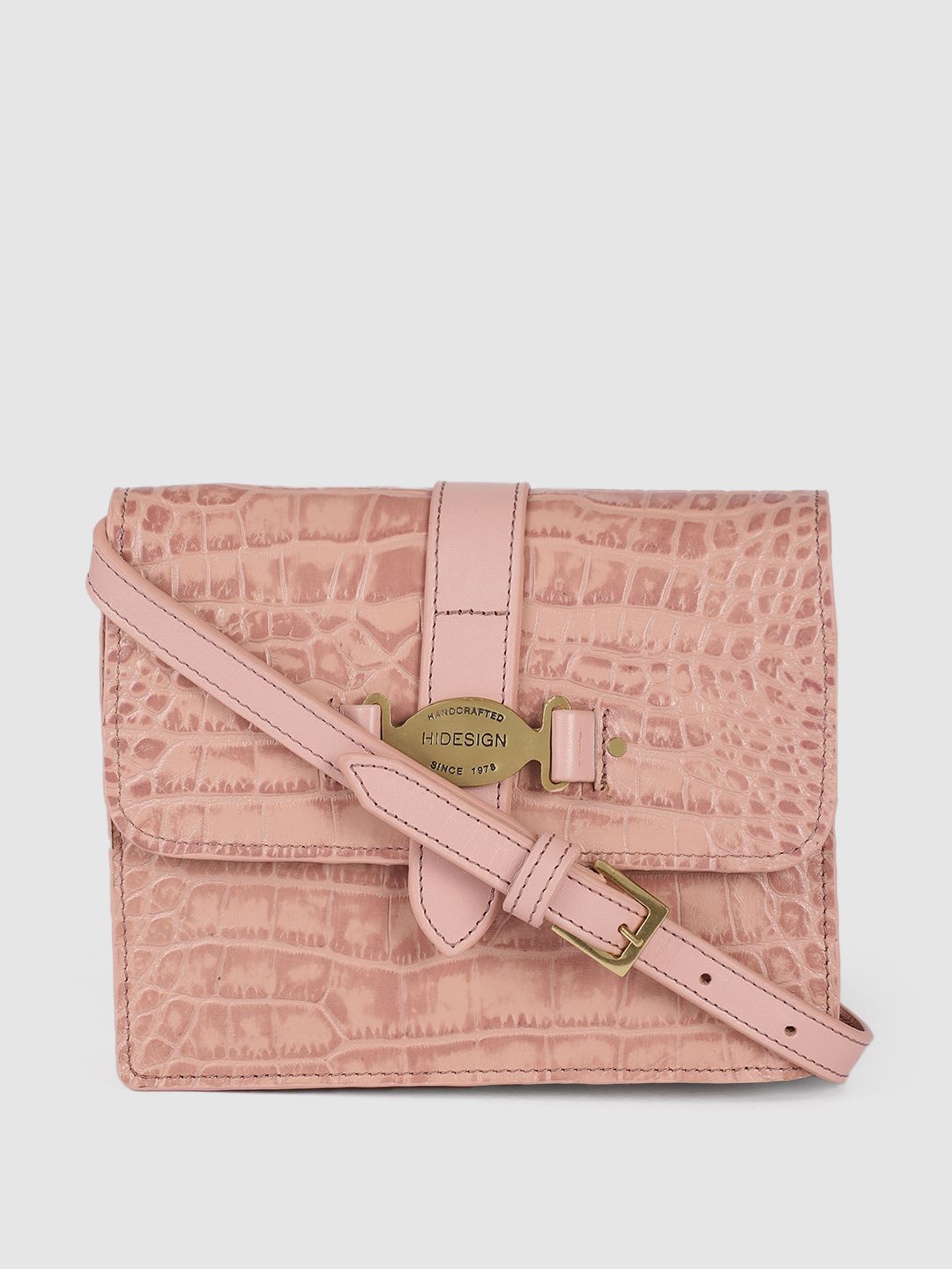 Hidesign Women Pink Textured Leather Sling Bag Price in India