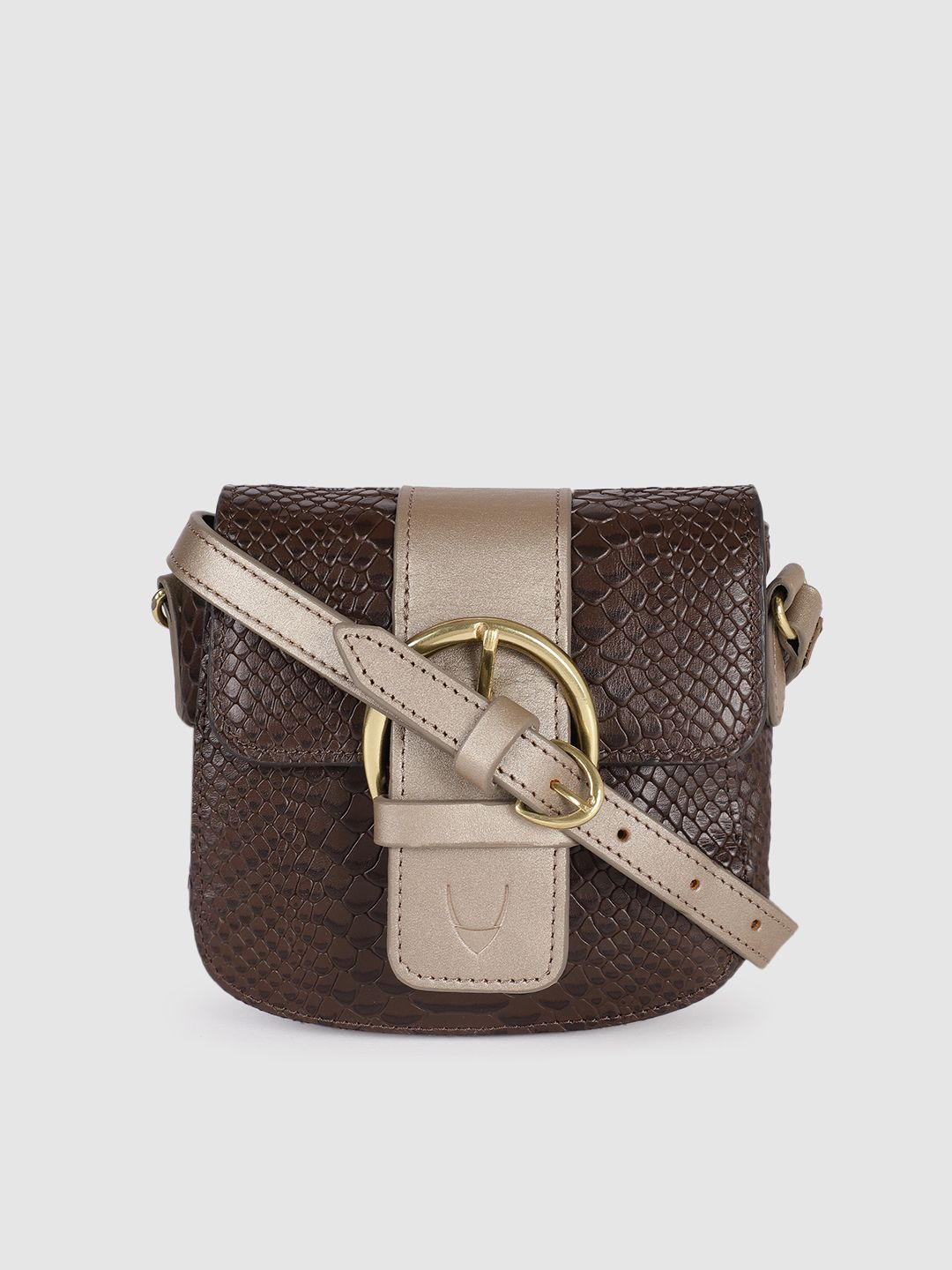 Hidesign Women Brown Animal Textured Leather Structured Sling Bag Price in India