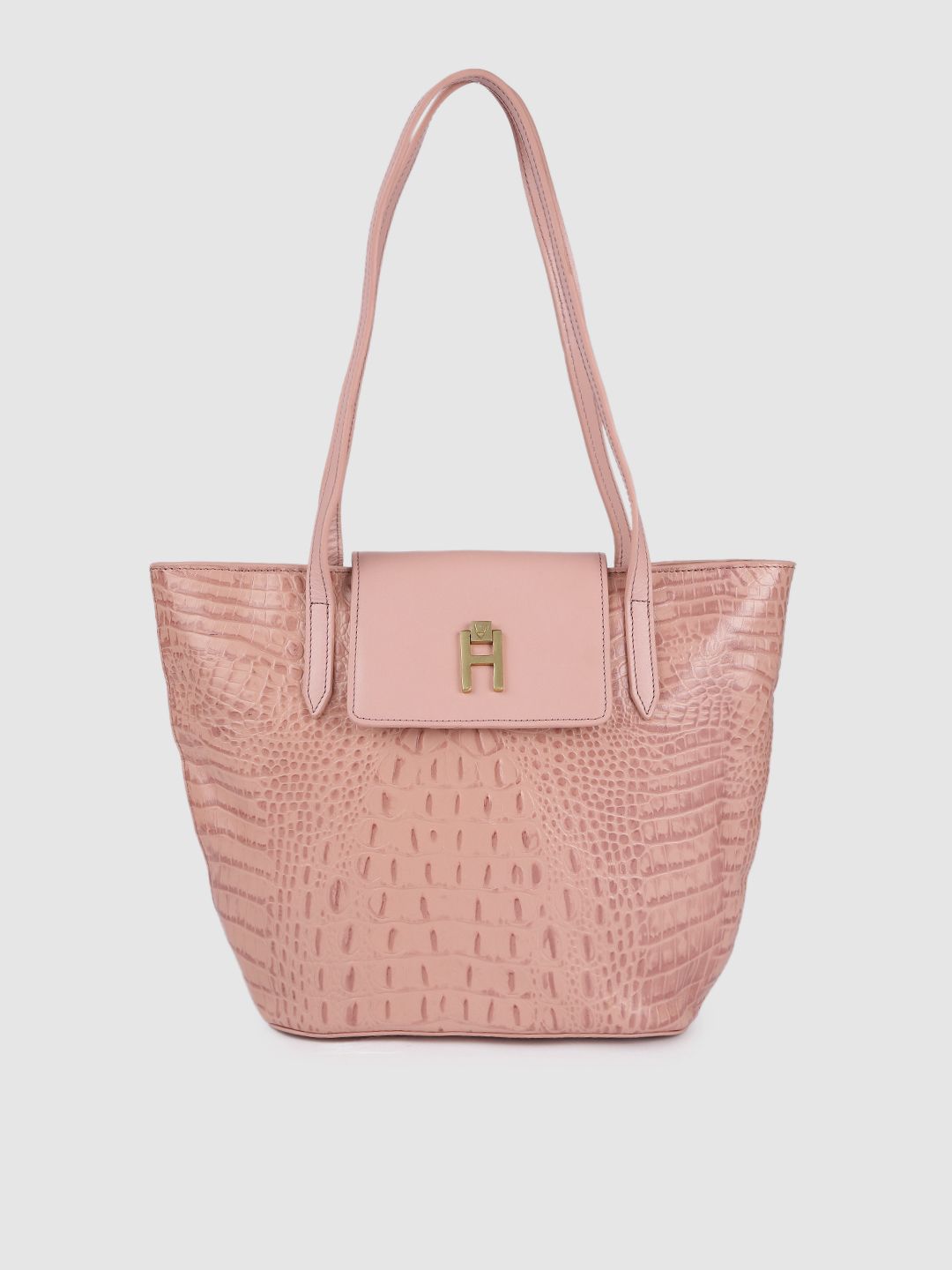 Hidesign Women Pink Animal Textured Leather Structured Shoulder Bag Price in India