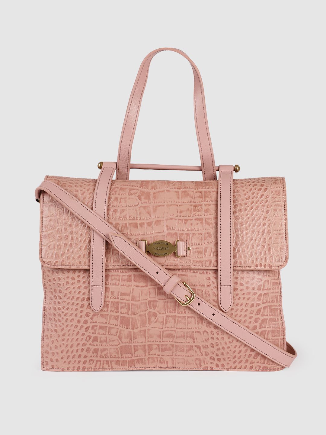 Hidesign Women Pink Textured Leather Handheld Bag Price in India