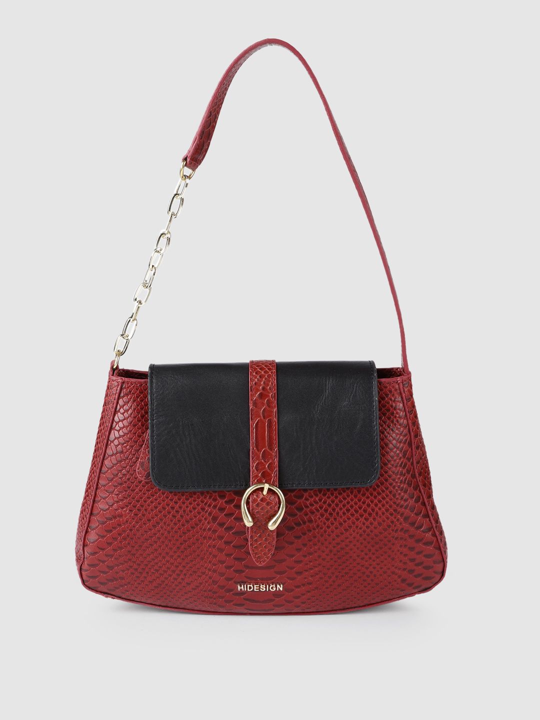 Hidesign Red Animal Textured Leather Structured Shoulder Bag Price in India