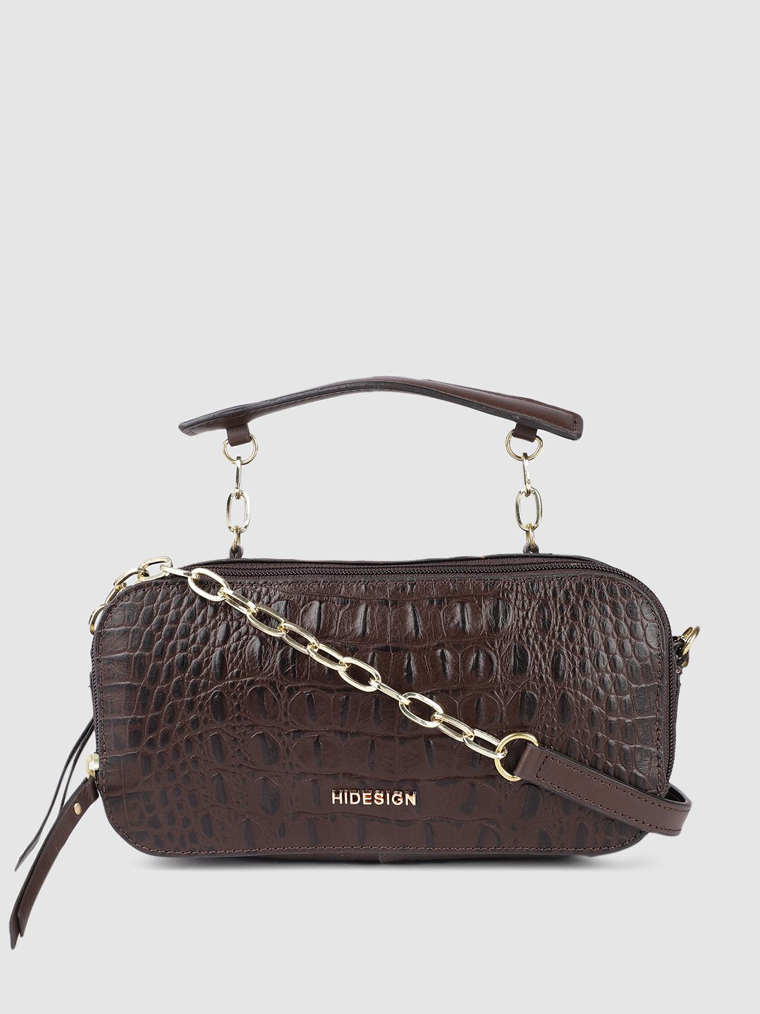 Hidesign Women Brown Textured Leather Sling Bag Price in India