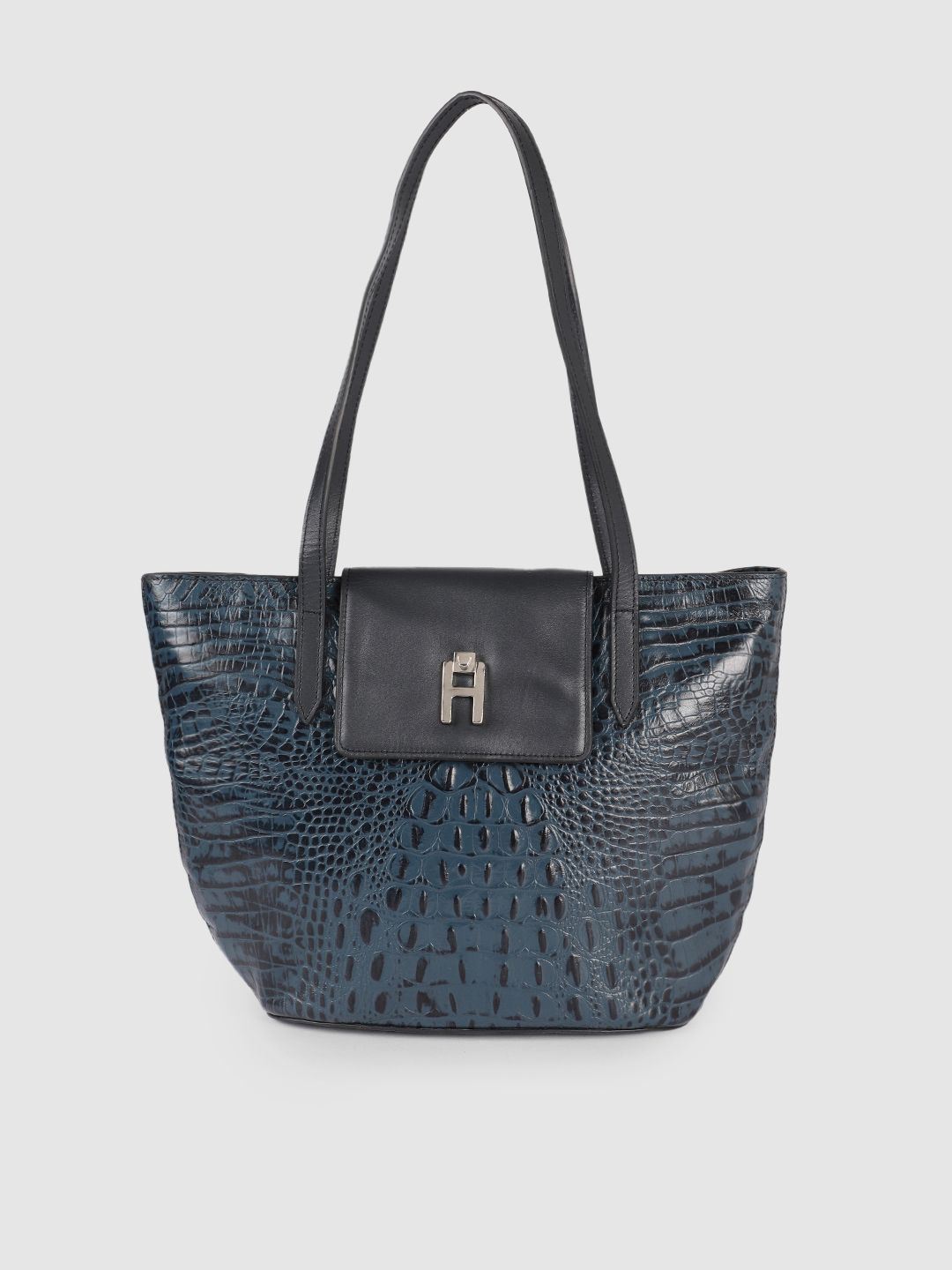 Hidesign Women Blue Animal Textured Leather Structured Shoulder Bag Price in India