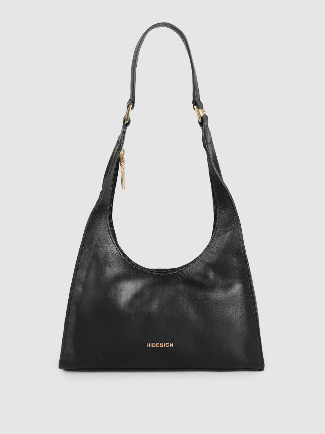 Hidesign Black Leather Structured Hobo Bag Price in India
