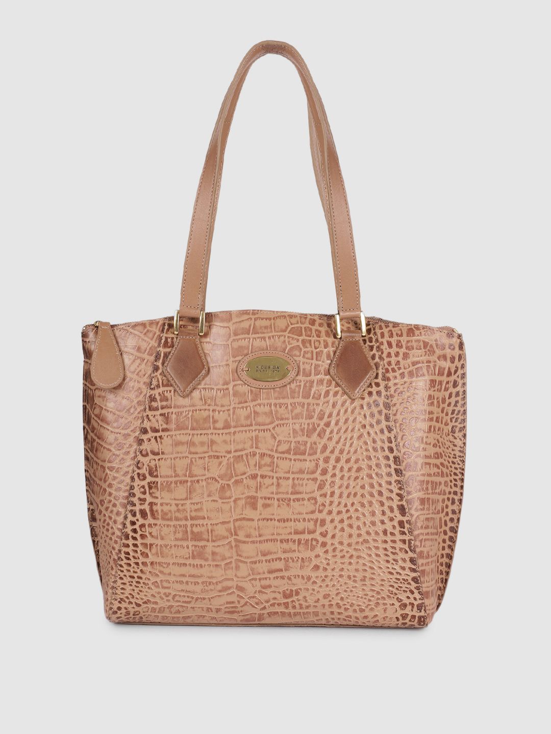 Hidesign Nude-Coloured Textured Leather Structured Shoulder Bag Price in India