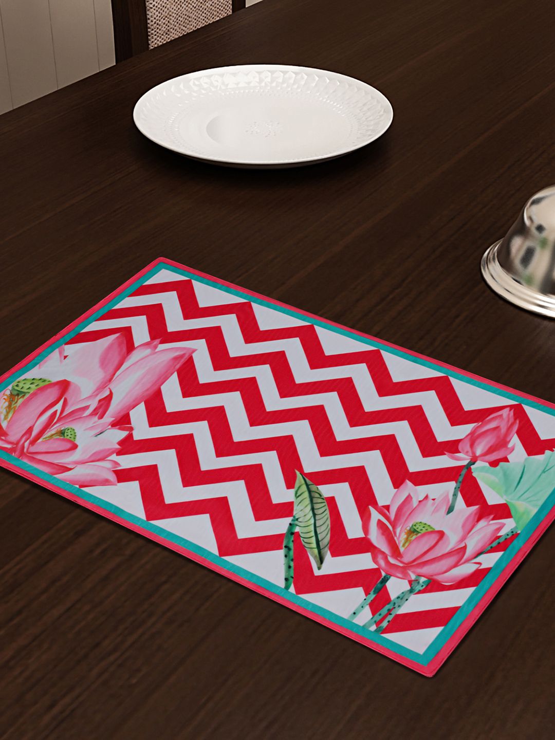 SEJ by Nisha Gupta Red & White Set of 6 Printed Table Placemats Price in India