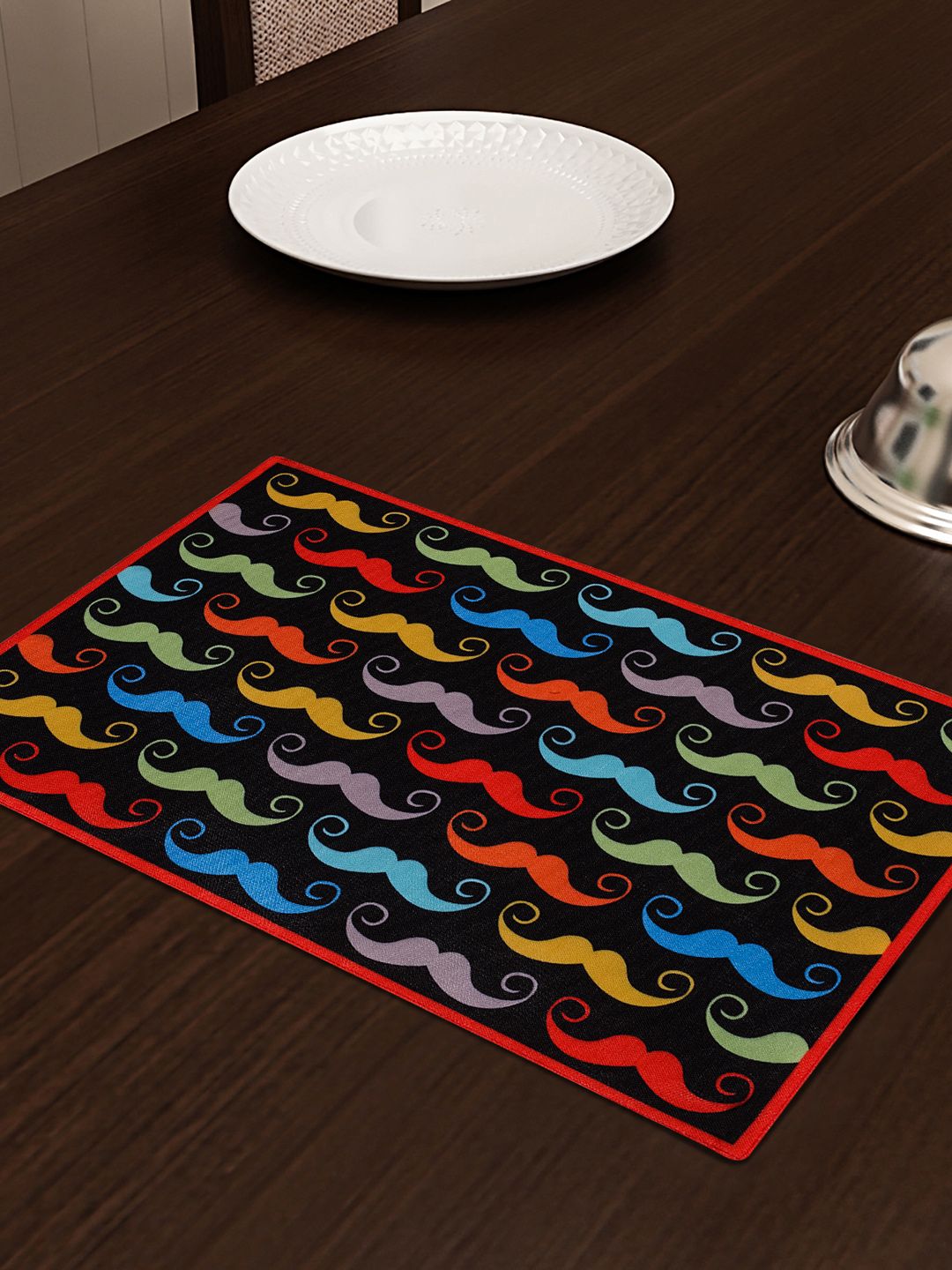 SEJ by Nisha Gupta Black & Blue Set of 6 Printed Table Placemats Price in India