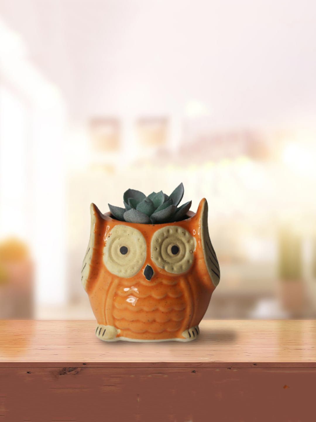Wonderland Orange Owl Ceramic Planters Price in India