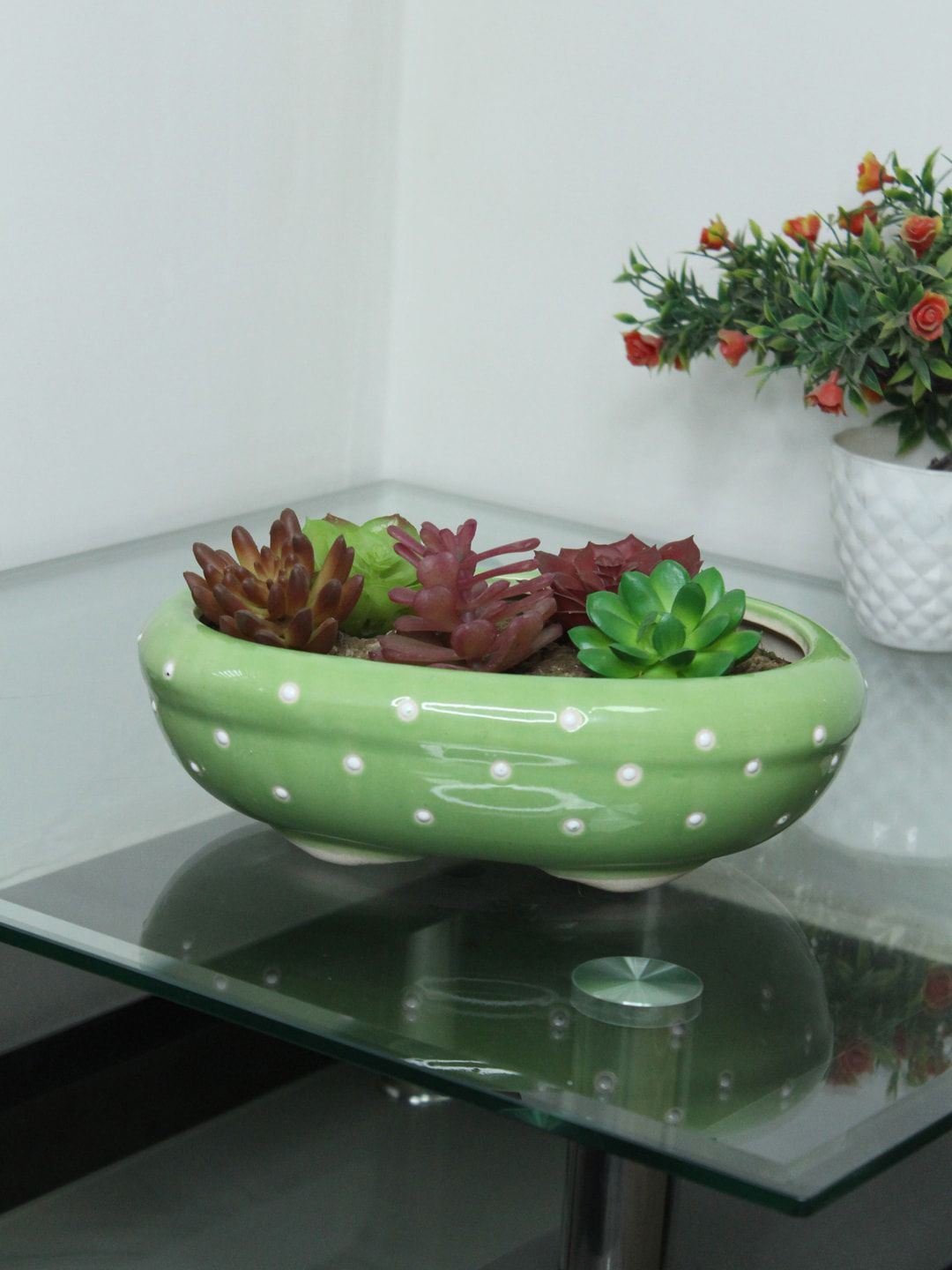 Wonderland Green Ceramic Flower Pot Price in India