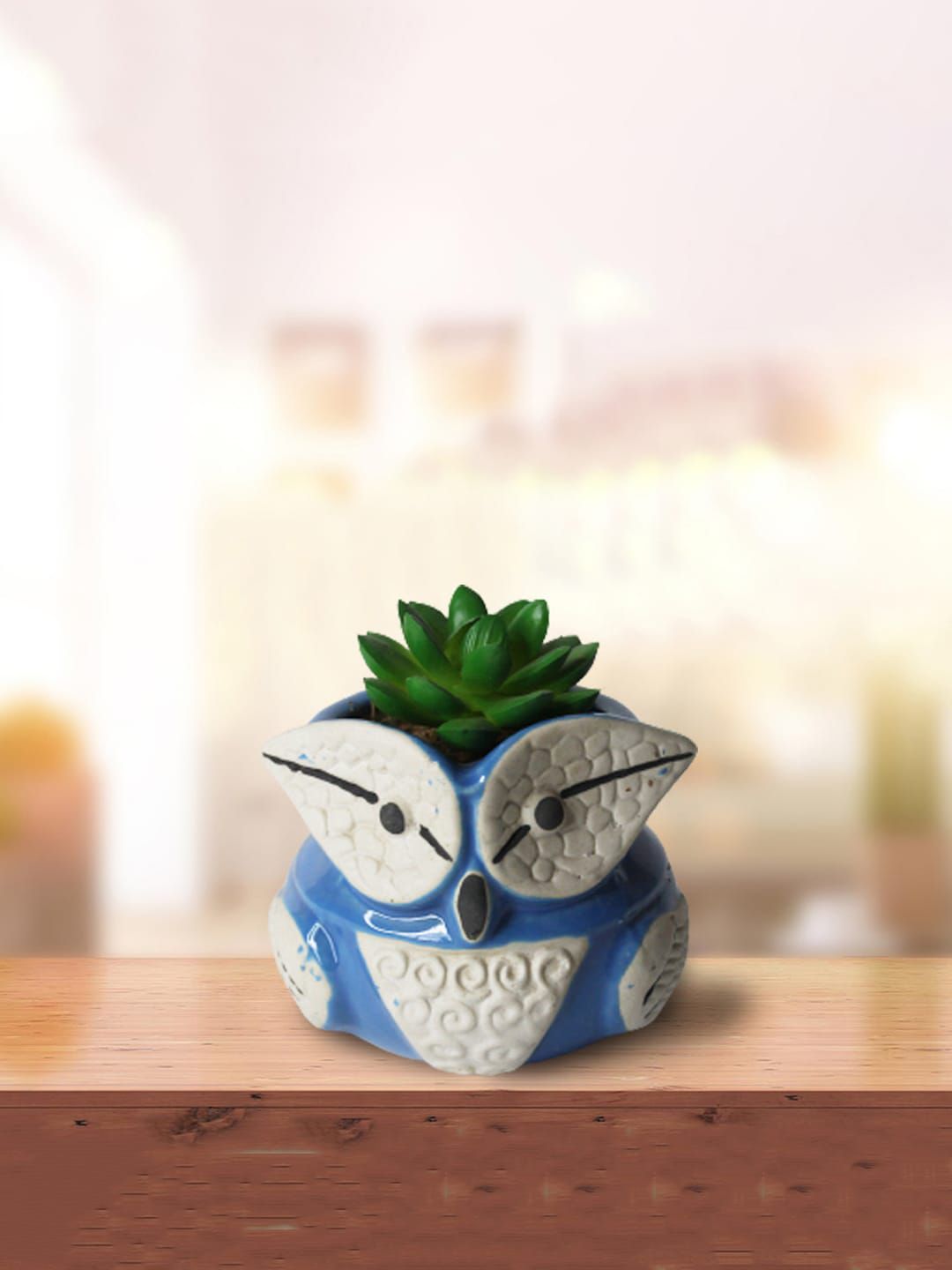 Wonderland Blue Owl Shaped Ceramic Planter Price in India