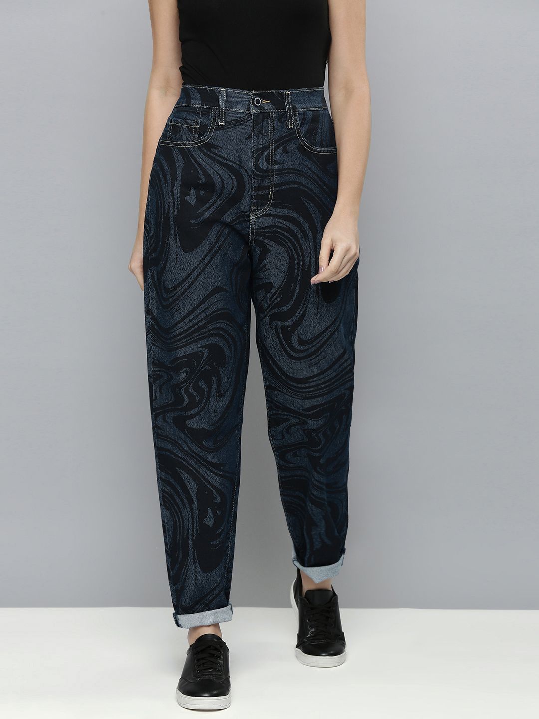 Levi's X Deepika Padukone Women Blue Relaxed Fit High-Rise Printed Jeans Price in India