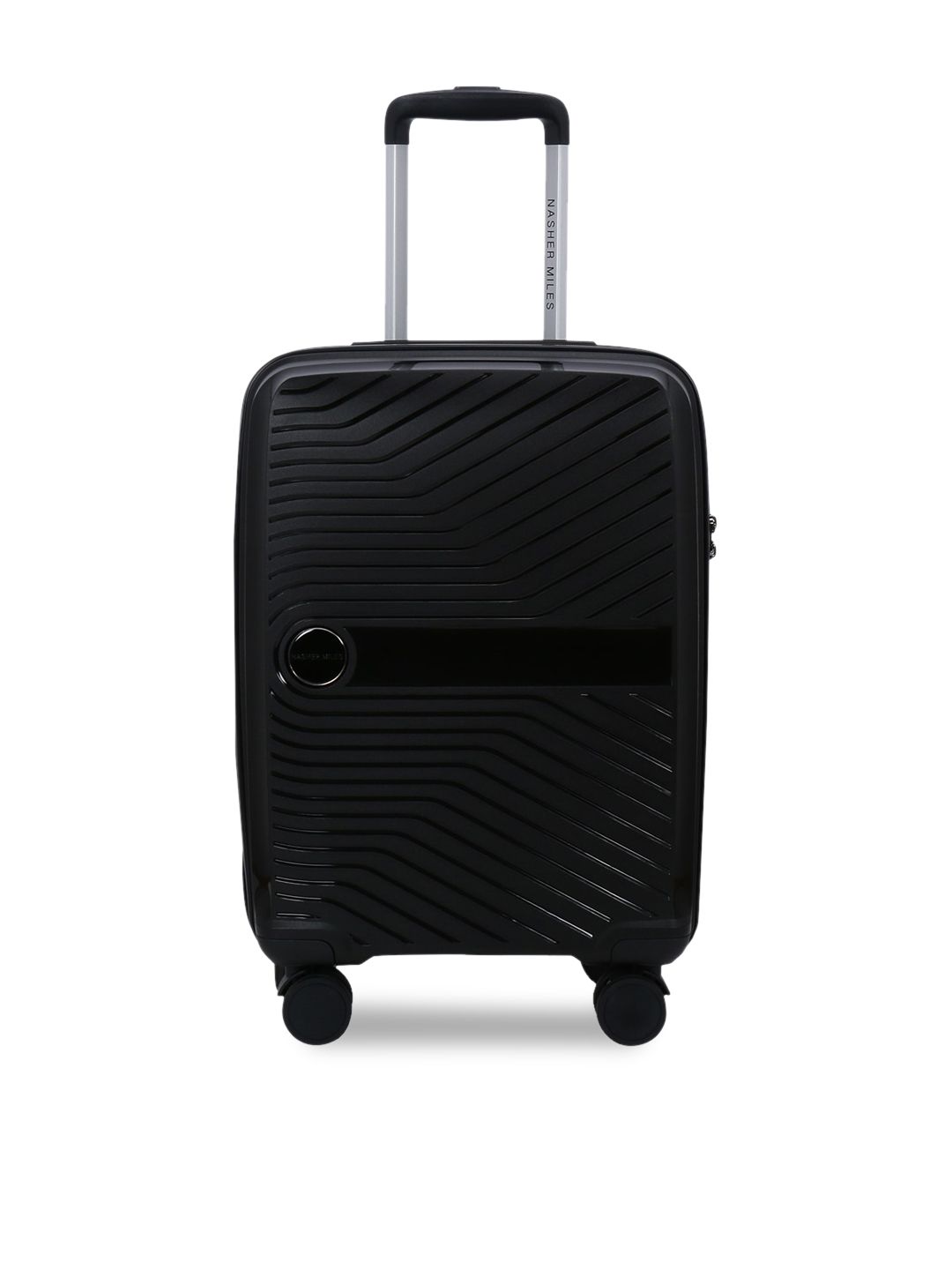 Nasher Miles Unisex Black Textured Hard Sided Small Trolley Suitcase Price in India