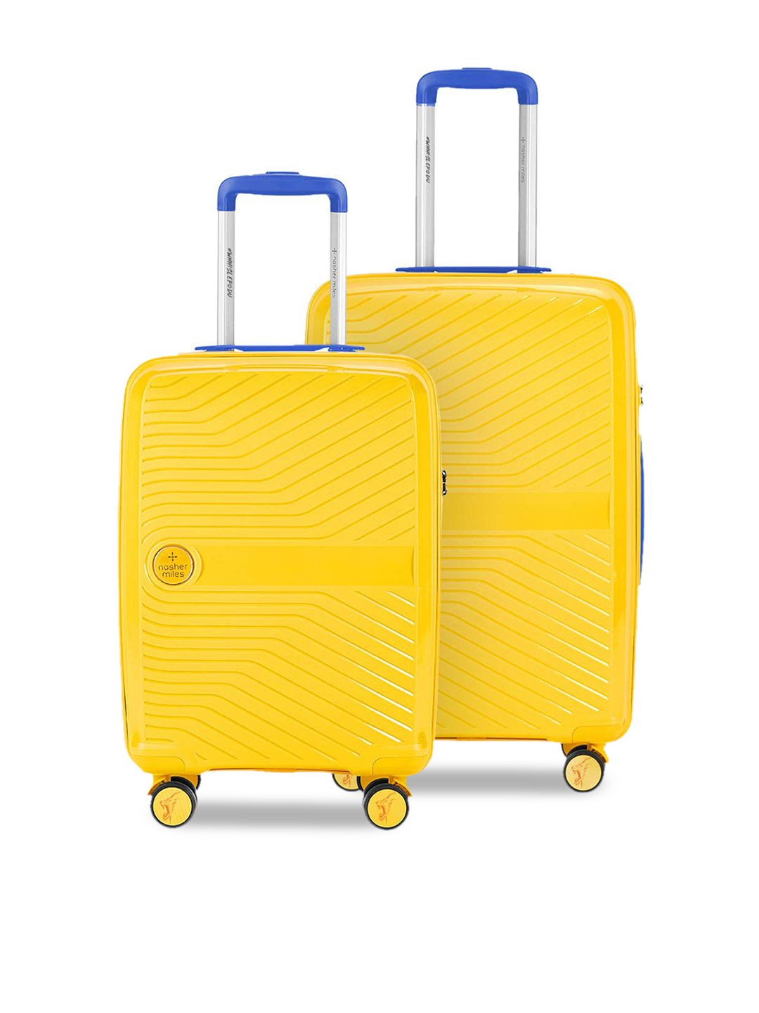 Nasher Miles Set Of 2 Yellow Textured Hard Sided Trolley Bags Price in India