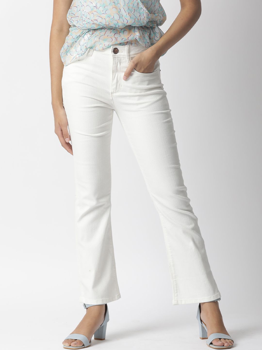 RAREISM Women White Solid Jeans Price in India