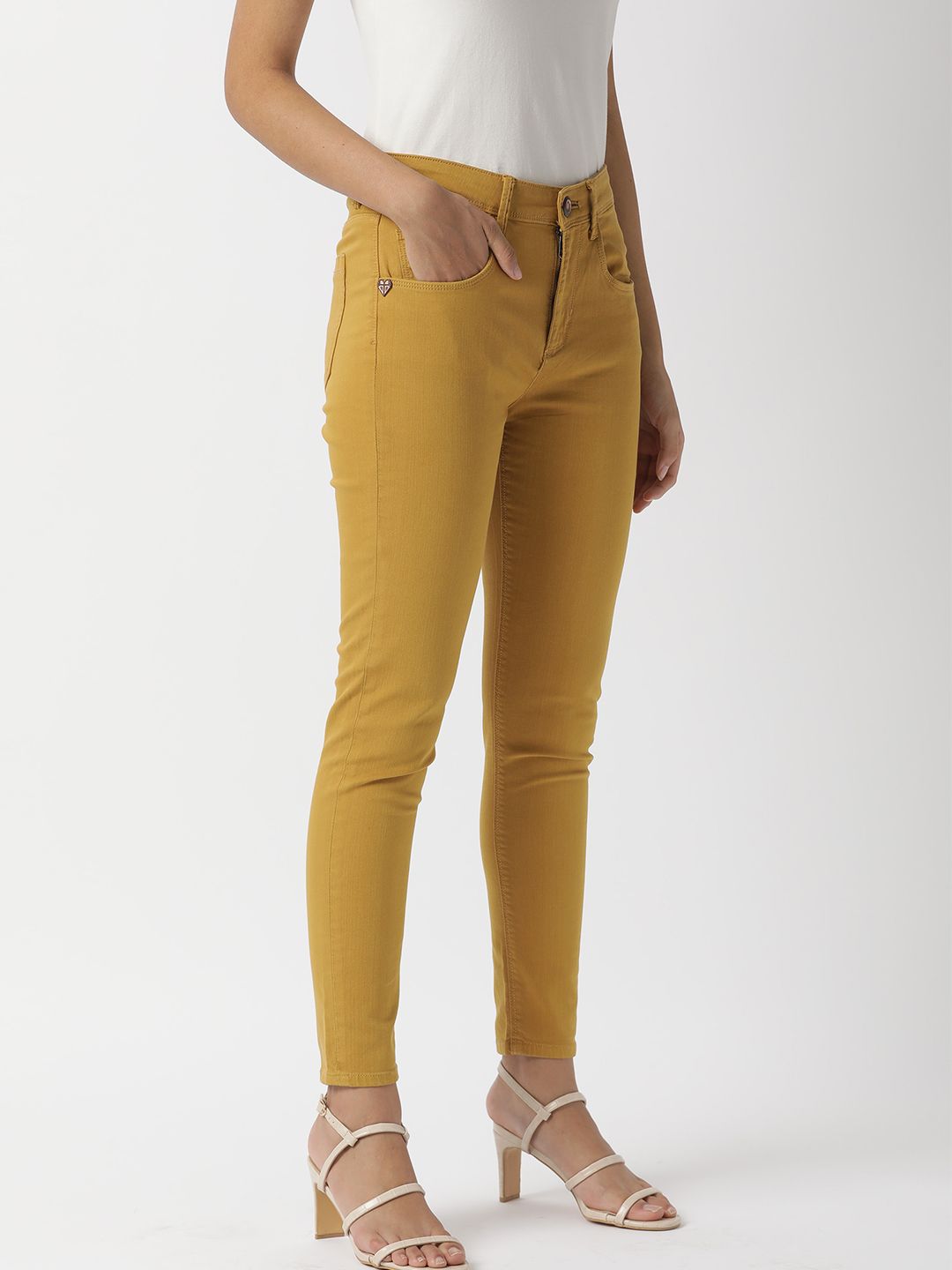 RAREISM Women Mustard Slim Fit Jeans Price in India