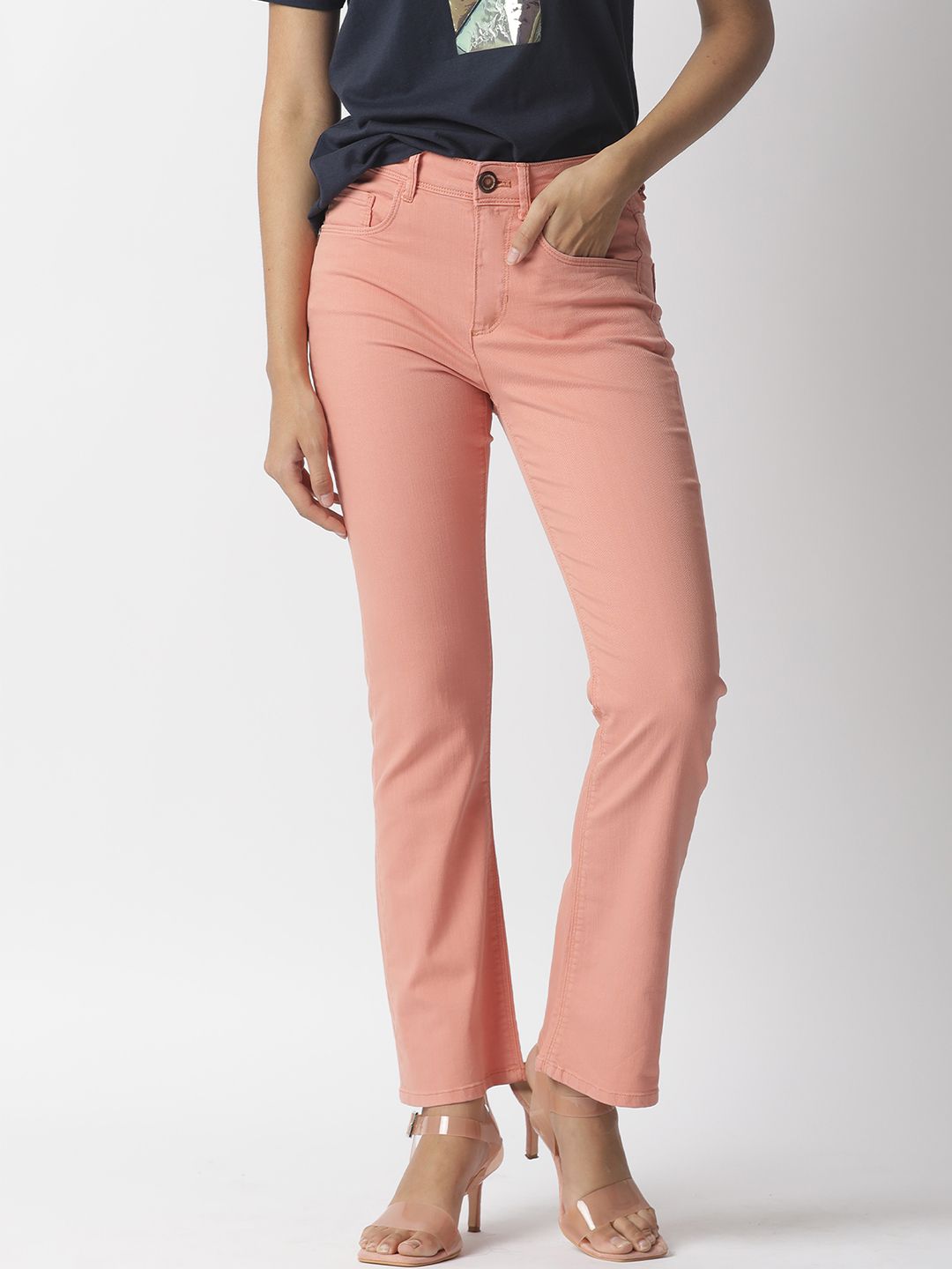 RAREISM Women Peach-Coloured Jeans Price in India