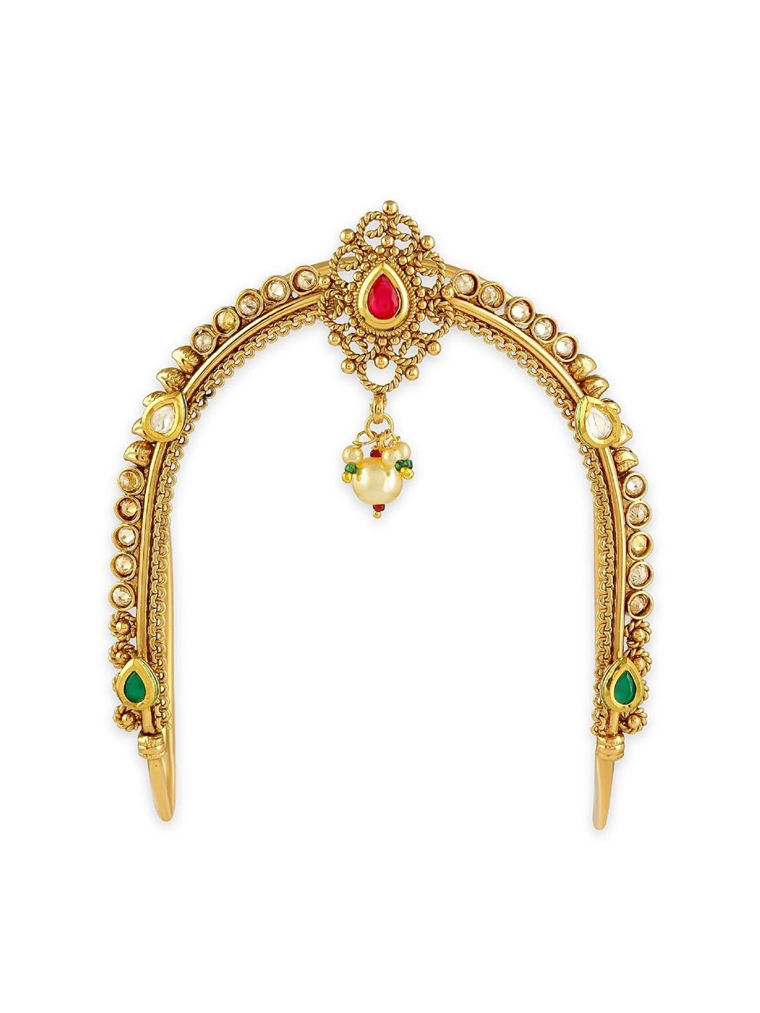 AccessHer Gold-Toned & Red Brass Handcrafted Gold-Plated Armlet Bracelet Price in India