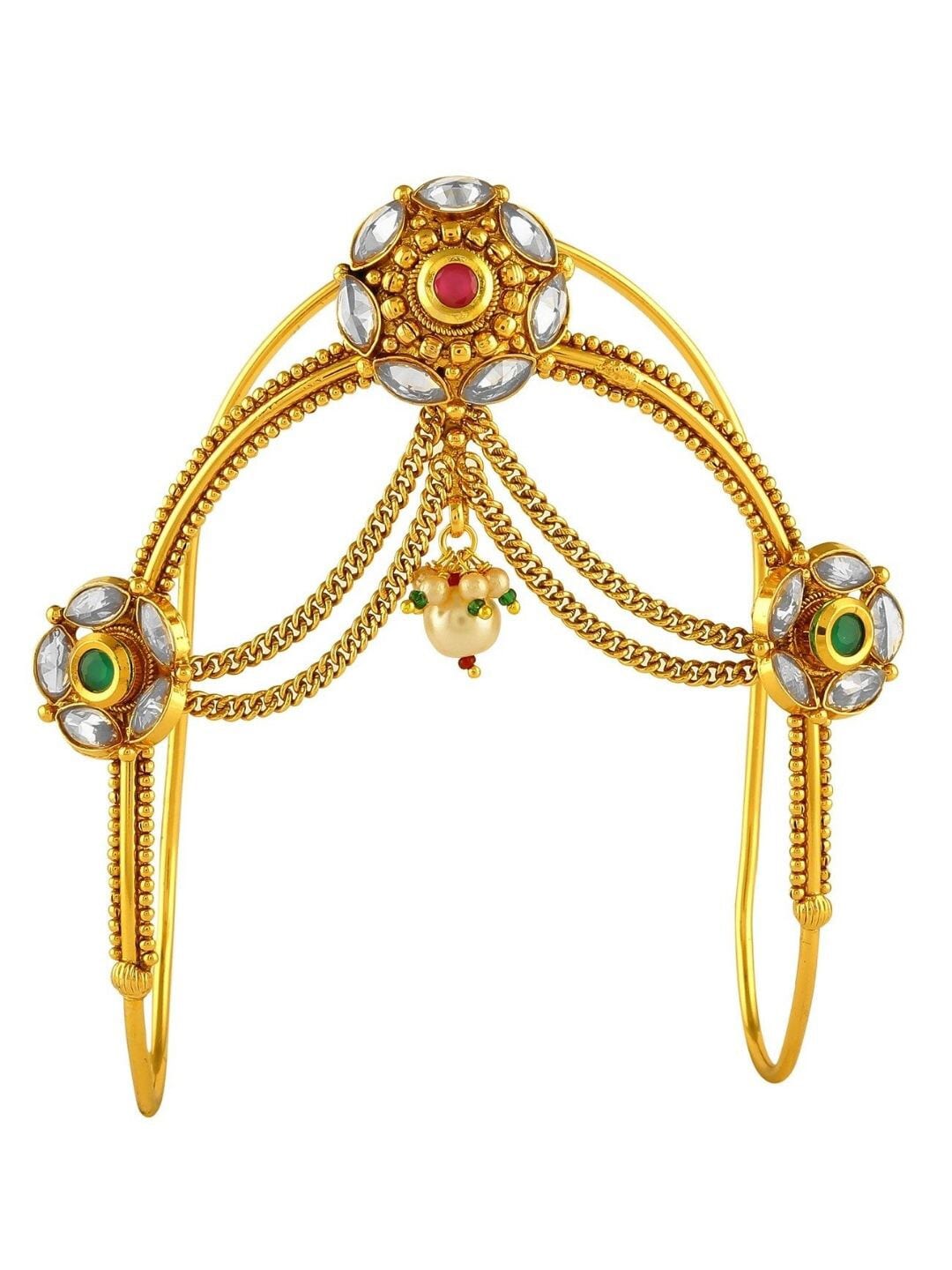 AccessHer Women Gold-Toned & Red Brass Gold-Plated Armlet Bracelet Price in India