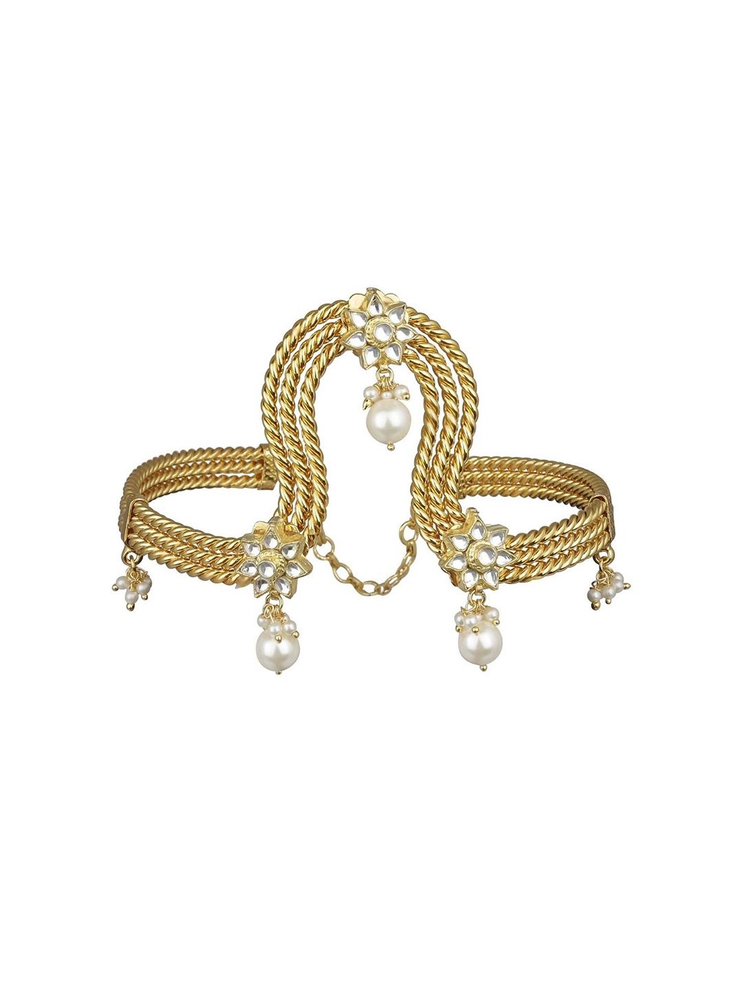 AccessHer Women Gold-Plated Brass Kundan Armlet Bracelet Price in India