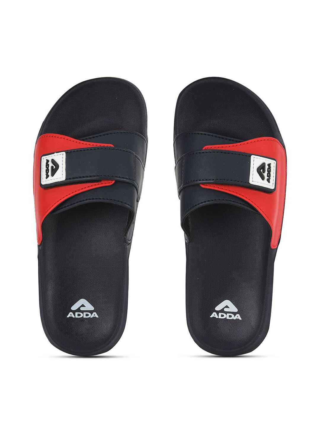 Adda Men Navy Blue & Red Printed Sliders
