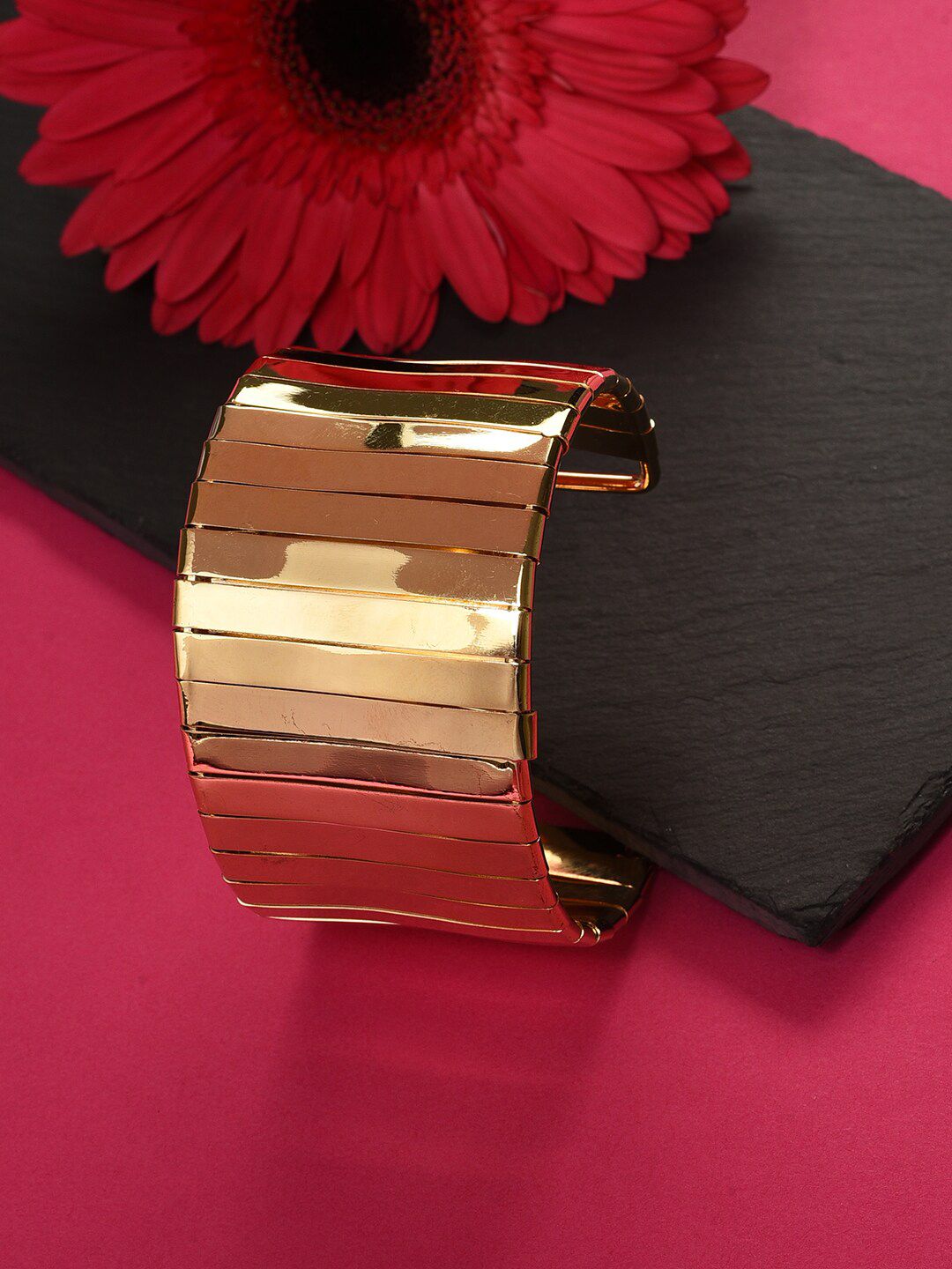 SOHI Women Gold-Toned Cuff Bracelet Price in India