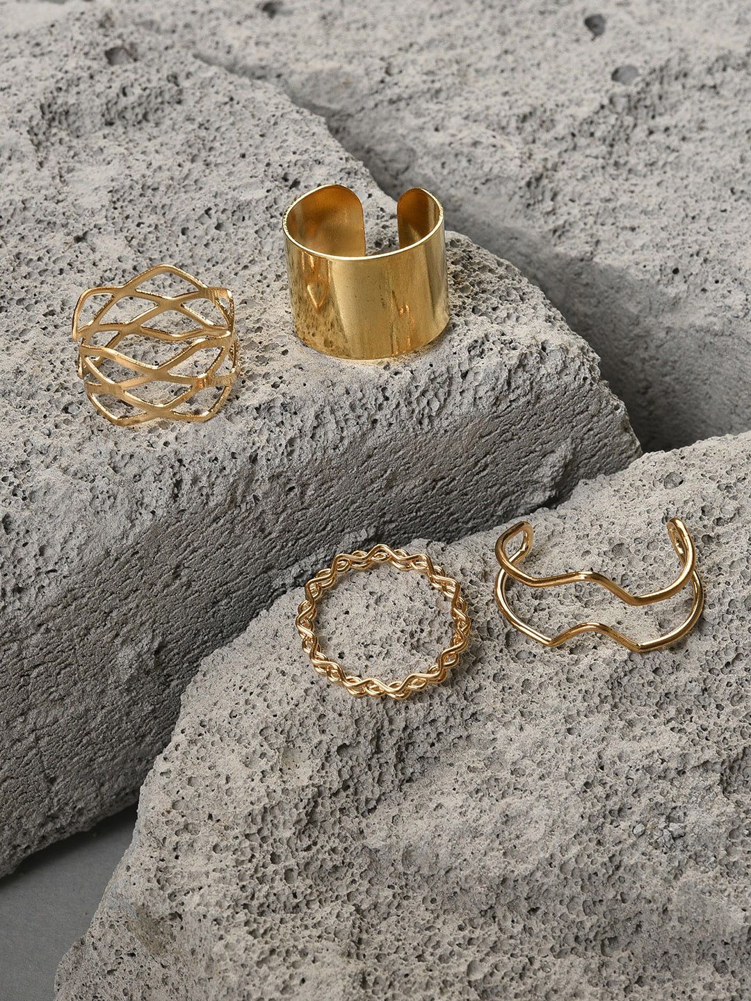 SOHI Set Of 4 Gold-Plated Finger Rings Price in India