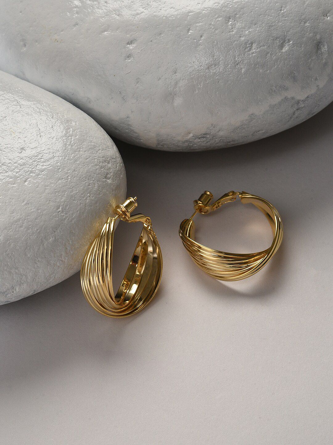 SOHI Gold-Toned Contemporary Hoop Earrings Price in India