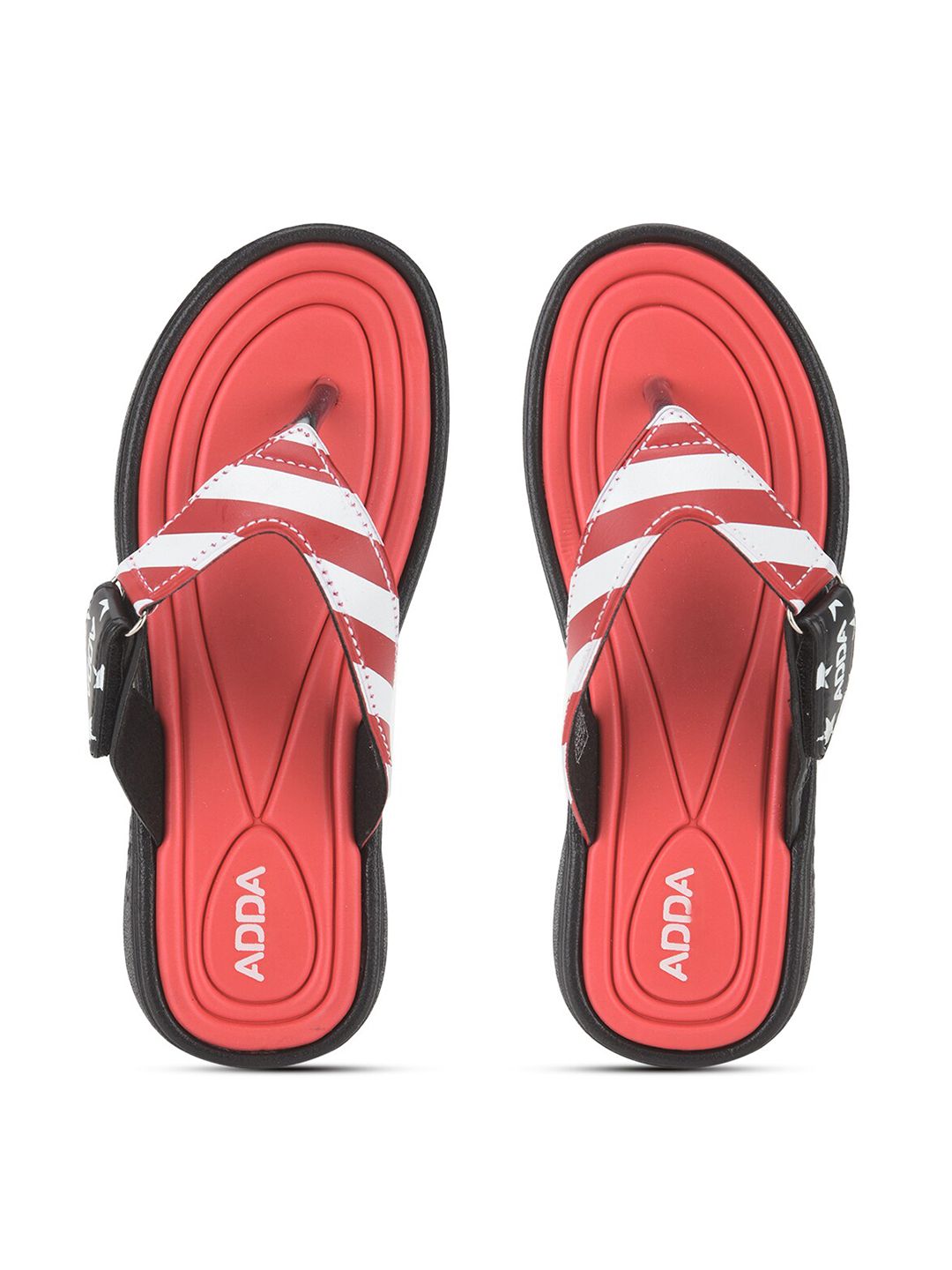 Adda Women Red Striped Rubber Thong Flip-Flops Price in India