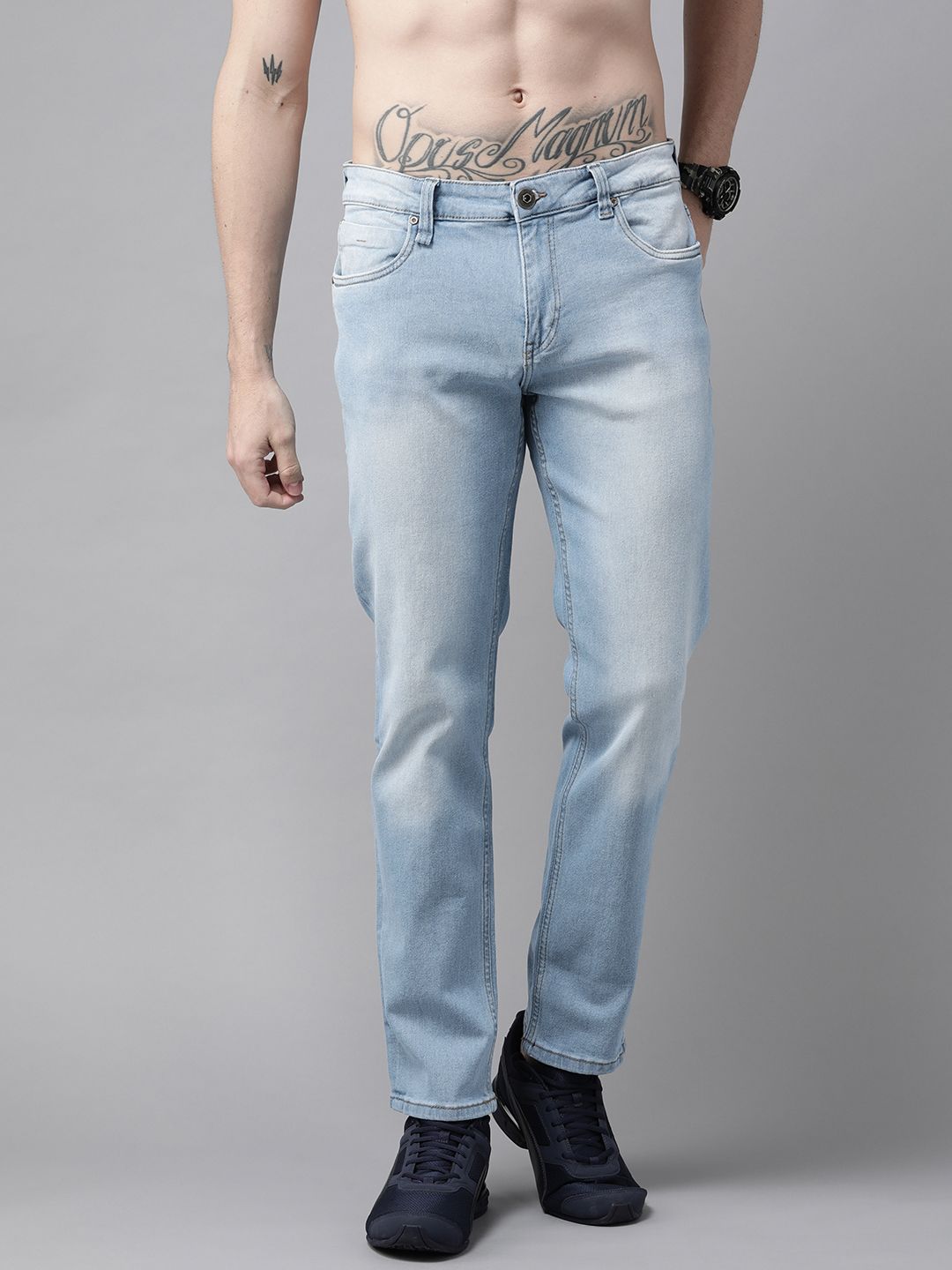 Roadster Men Blue Slim Fit Heavy Fade Stretchable Jeans