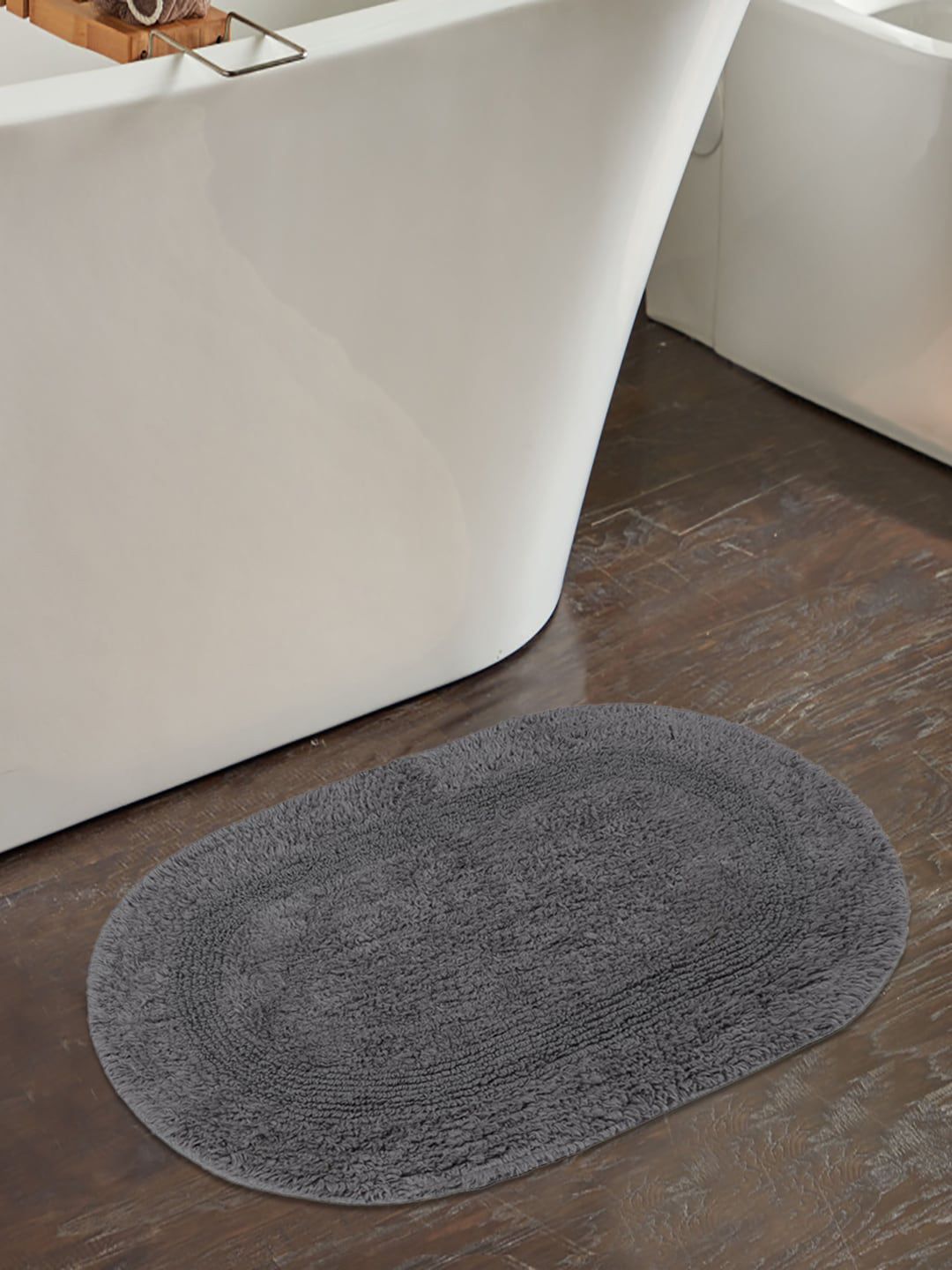 Saral Home Charcoal Grey Solid 150GSM Cotton Bath Rug Price in India