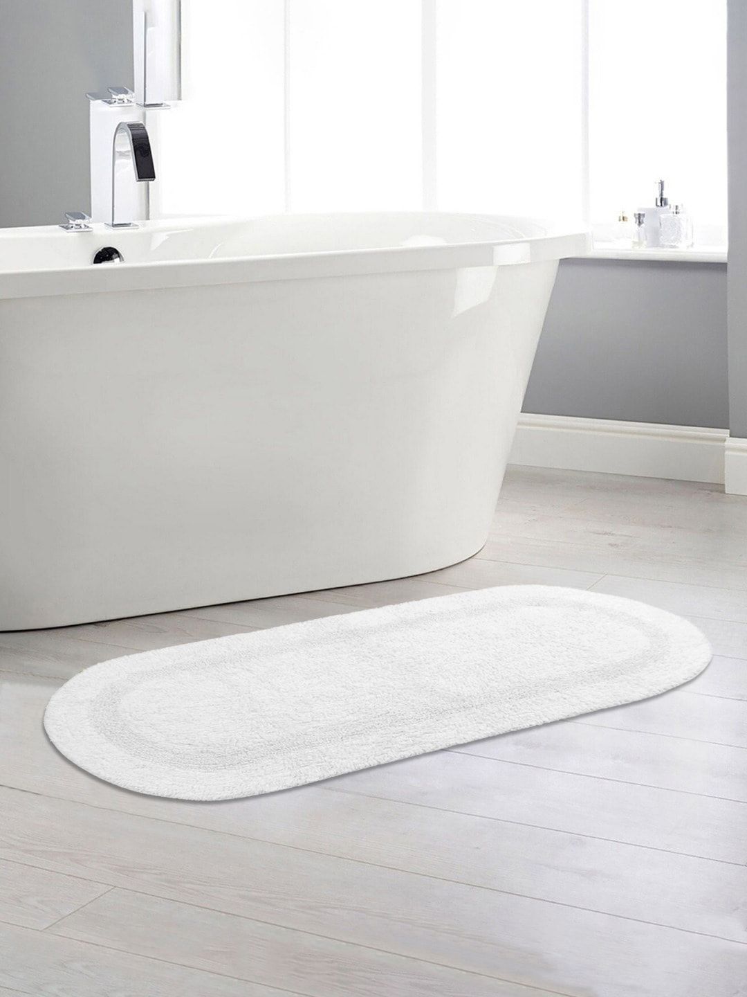Saral Home White Solid 150 GSM Cotton Bath Rugs Price in India