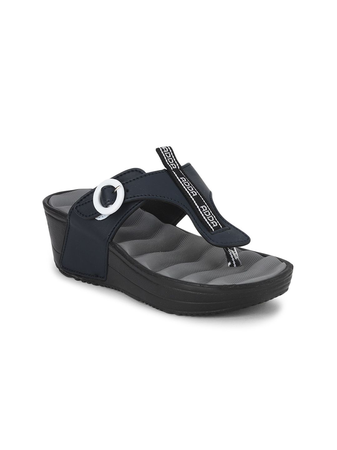 Adda Grey & Navy Blue Flatform Sandals Price in India