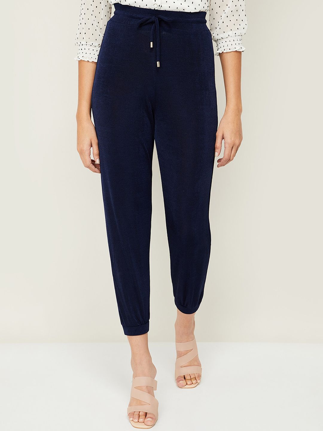 CODE by Lifestyle Women Navy Blue Joggers Trousers Price in India
