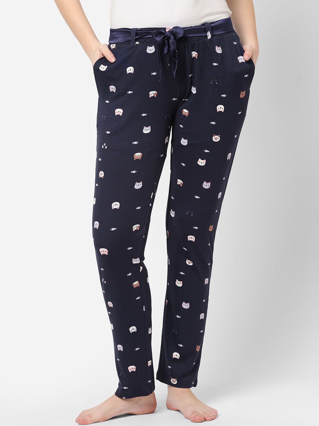 Sweet Dreams Women Navy Blue Printed Lounge Pants Price in India