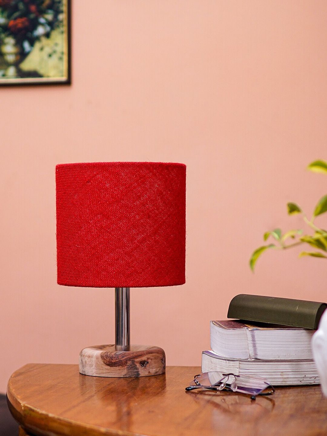 Pinecraft INTERNATIONAL Red & Brown Textured Table Lamp Price in India