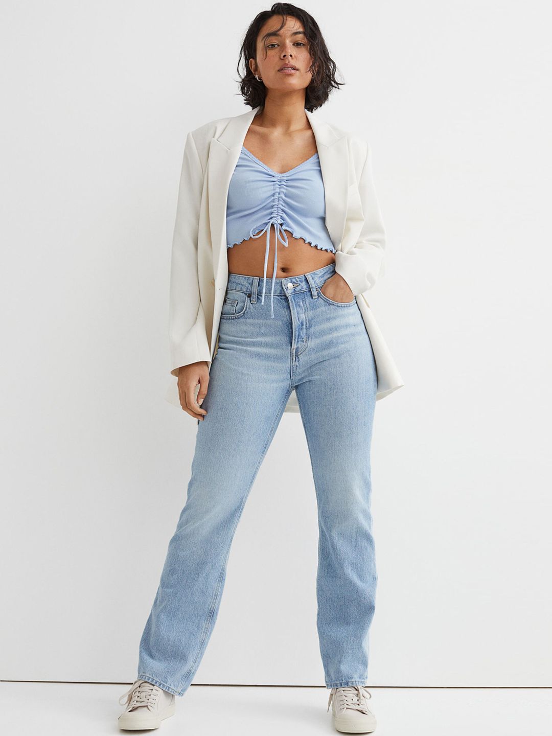 H&M Women Blue Straight High Jeans Price in India