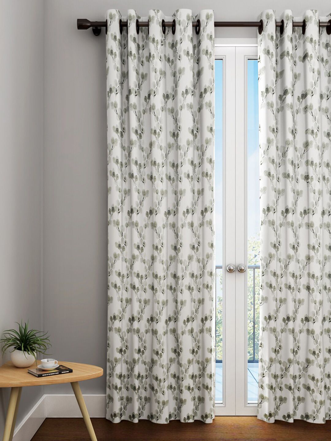 URBAN DREAM Green & Grey Floral Cotton Door Curtain Price in India