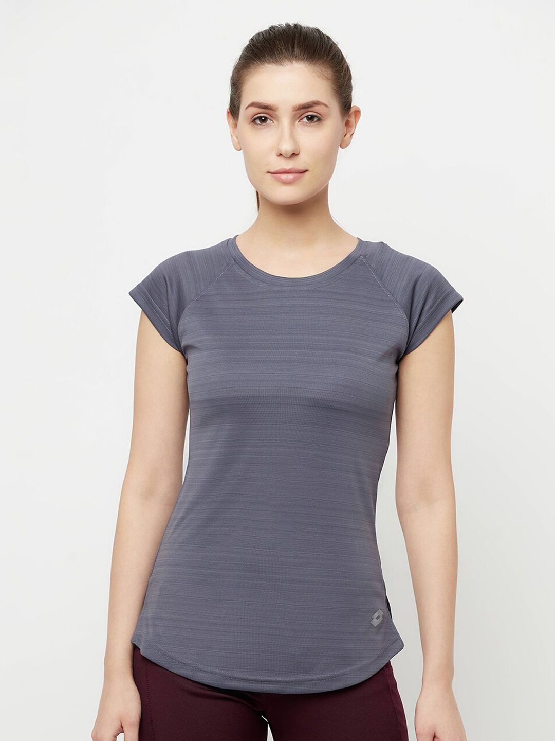 Lotto Women Grey Solid Outdoor Sports T-shirt Price in India